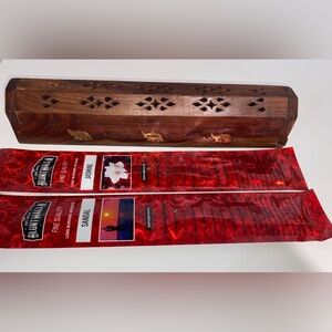 Wooden Incense Holder with Jasmine & Sandal Incense Sticks